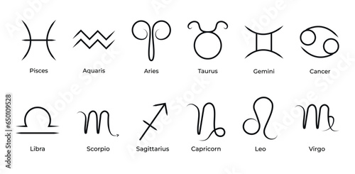 icon set of zodiac signs and sembols