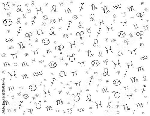 zodiac signs icon set pattern, zodiac symbols wallpaper, for background use.