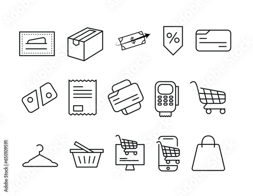 e commerce icon set, online shopping icons, vectoral drawing