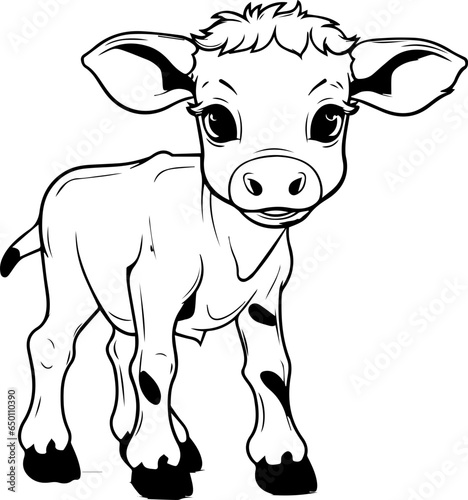 Cow animal vector, coloring page