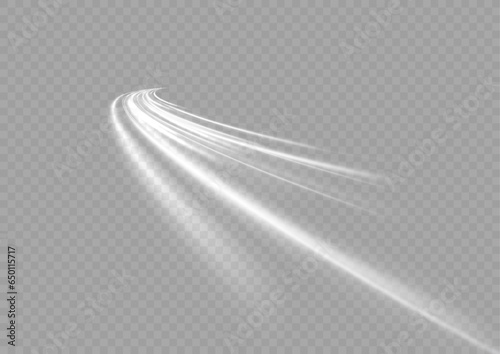 White shiny sparks of spiral wave. Curved bright speed line swirls. Shiny wavy path. Magic golden swirl with highlights. Glowing swirl bokeh effect.