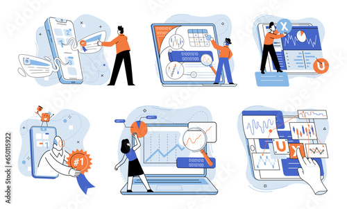 Application testing metaphor. Vector illustration. App test, boot camp training for app before it gets released Software testing, tool that polishes raw edges of code Application testing, refining © Dmytro