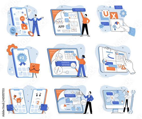 Application testing metaphor. Vector illustration. Application testing, last pit stop before app hits market App test, testing ground for new features and functionalities Software testing, defensive