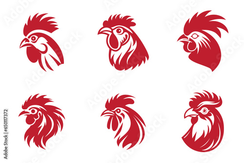 chicken rooster head mascot logo vector collection