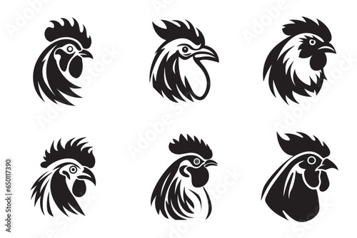 chicken rooster head mascot logo vector collection