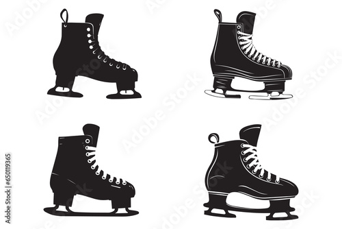 Vector riding ice skates silhouette isolated on white background