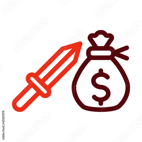 Extortion Thick Line Two Colors Icon Design