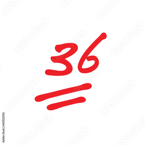 Fotografie 36 points test score, bad grade isolated on white background, school exam result