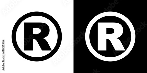 Registered different icon. Abstract "R" for web and app design. Business vector icon. 
