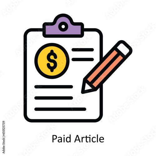 Paid Article vector Fill outline icon illustration. EPS 10 File.