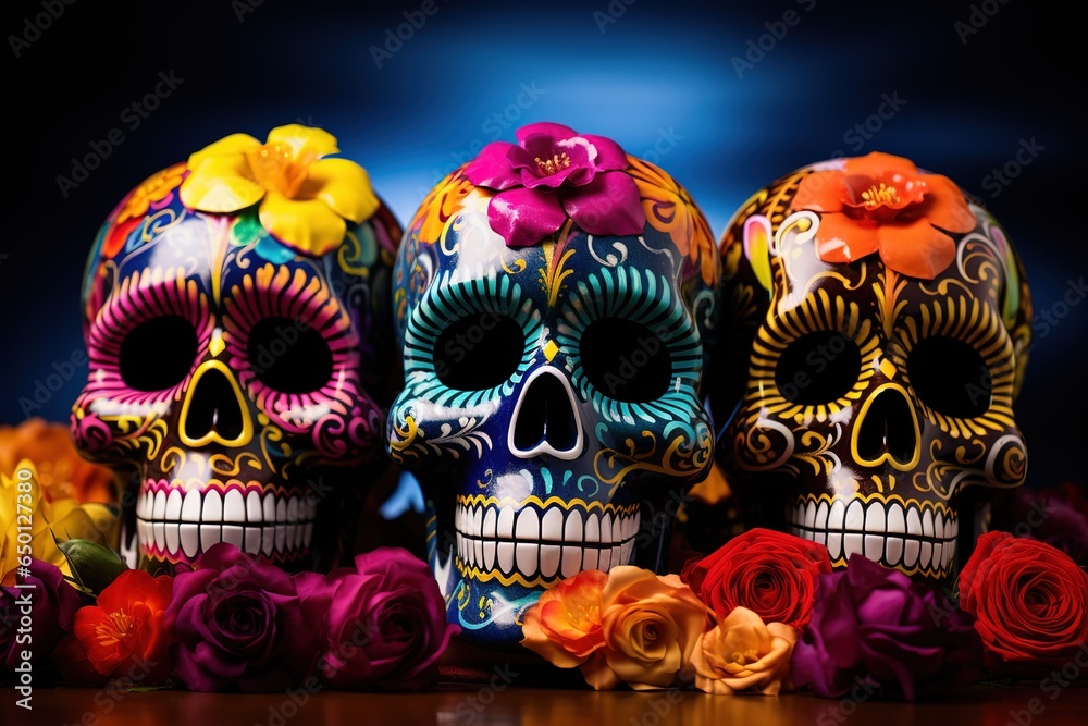 Celebrating the Day of the Dead with a skull