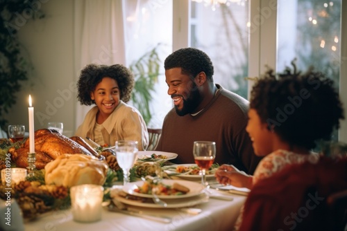 African American family celebrating thanksgiving