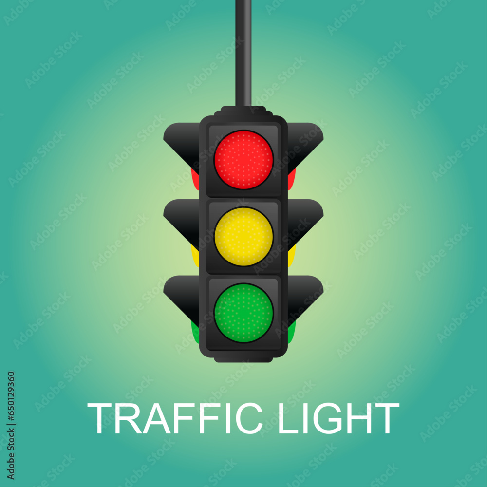Realistic Detailed Road Traffic Lights. Concept of safety rules