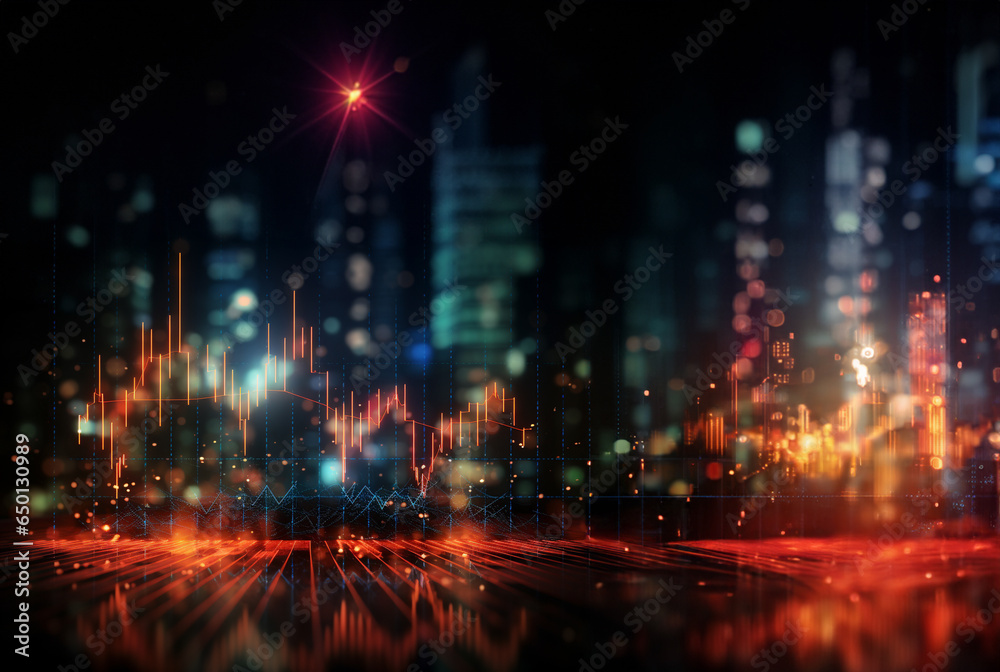 Fototapeta premium Stock market or forex trading charts and candlestick chart. Generative AI.