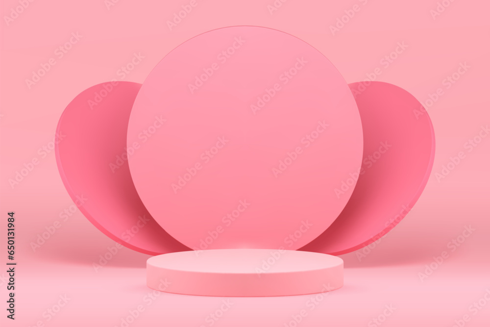 Pink 3d podium feminine elegant pedestal mock up for cosmetic product show presentation vector Pink 3d podium feminine elegant pedestal mock up for cosmetic product show presentation vector