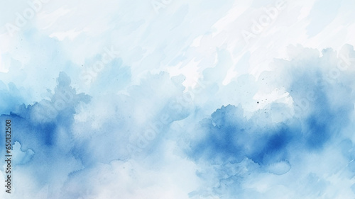 Abstract blue watercolor background.Hand painted watercolor. Generative AI