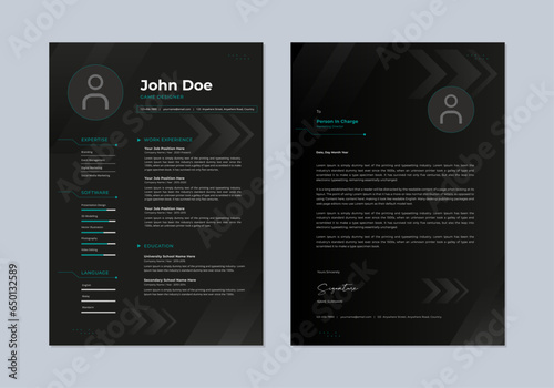 Cv templates. Professional resume, cover letter business layout job applications. Vector modern minimalist presentation set.