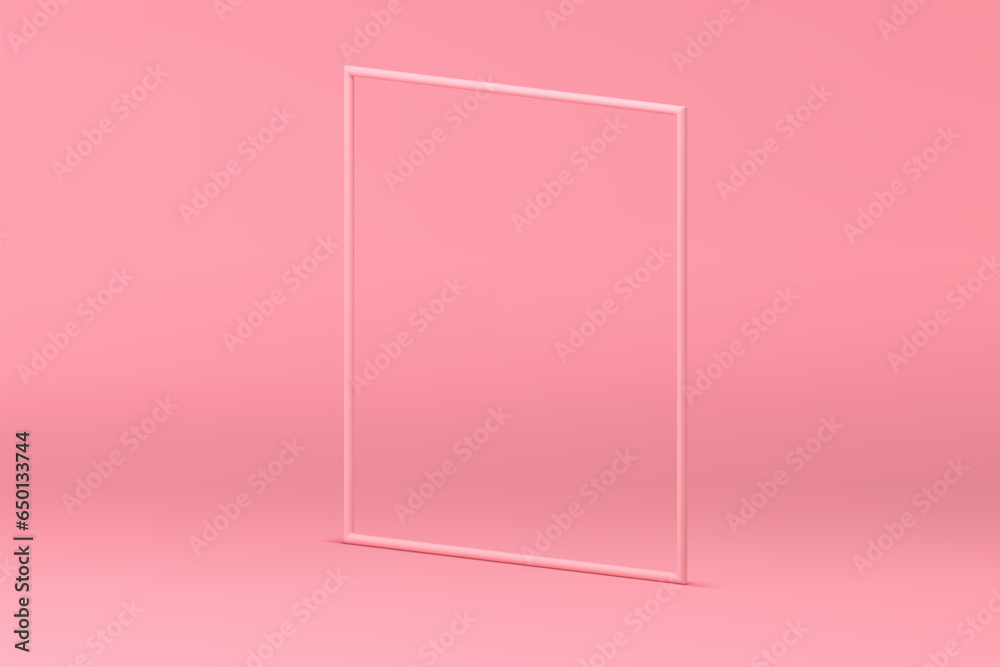 Pink 3d squared frame isometric display mock up for cosmetic product show presentation vector Pink 3d squared frame isometric display mock up for cosmetic product show presentation vector