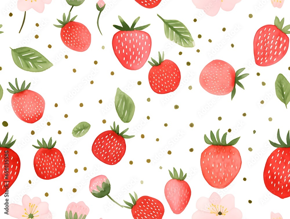 Strawberry in watercolor style seamless pattern Strawberry in watercolor style seamless pattern