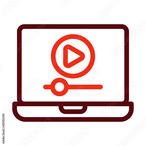 Online Streaming Thick Line Two Colors Icon Design