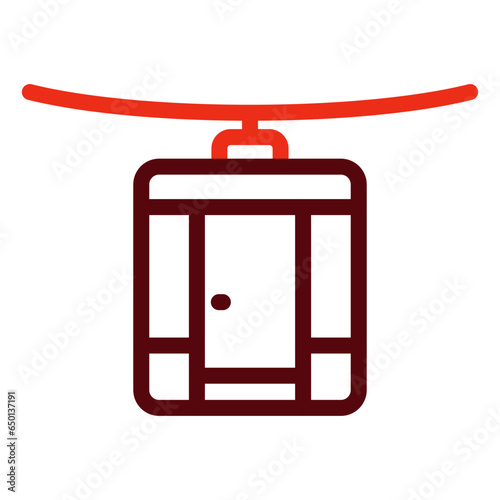 Cableway Thick Line Two Colors Icon Design