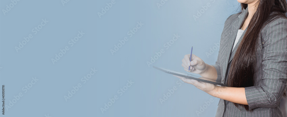 custom made wallpaper toronto digitalAttractive business woman Asian in suits  are smiling while working with computer at office. Customer service assistant working in office. panorama banner background