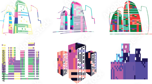 Set of logotypes with building. Vector illustration real estate