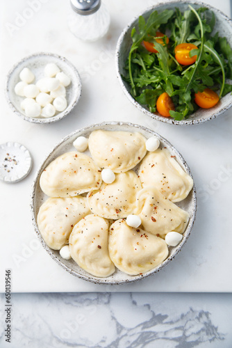 Homemade dumplings with cheese