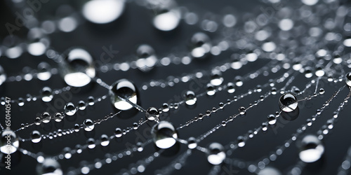 Closeup of drops on a spider web