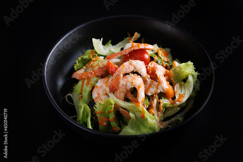 Japanese salad isolated in black background