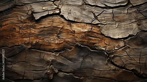 Charred wood bark brown texture. Detailed macro close-up view of tree burned scratched cork background. Generative AI