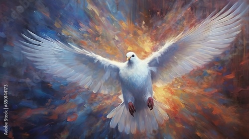 abstract art  dove. Holy Spirit concept  Pentecost Sunday  Generative ai