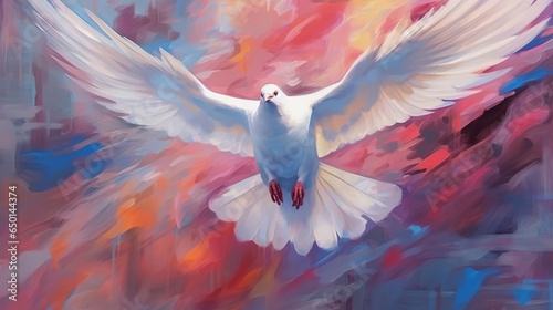 abstract art, dove. Holy Spirit concept, Pentecost Sunday, Generative ai