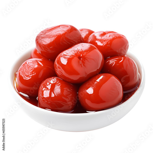 Umeboshi Fermented Plums Arranged Isolated on White Background
