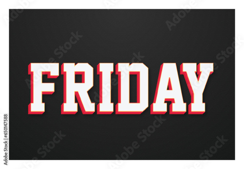 Friday text effect template design with 3d style use for business brand and logo editable text