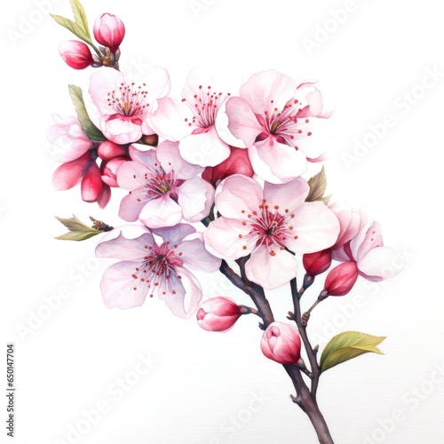 watercolor cherry blossom illustration on a white background.