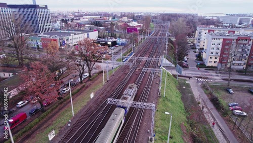 trains wroclaw drone shots europe night photo