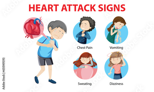 Heart attack vector infographic. Heart attack symptoms. Infographic elements.