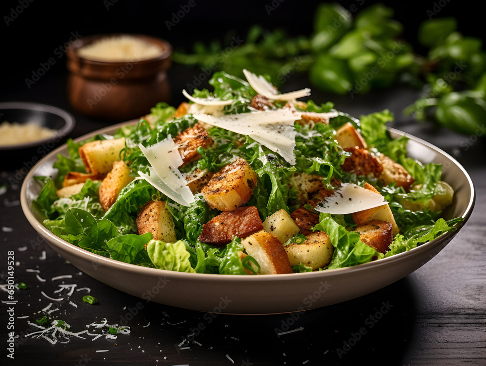 A Plate of Ceasar Salad photo concept A Plate of Ceasar Salad photo concept