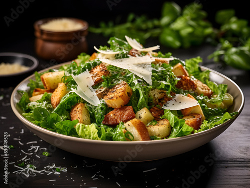 A Plate of Ceasar Salad photo concept