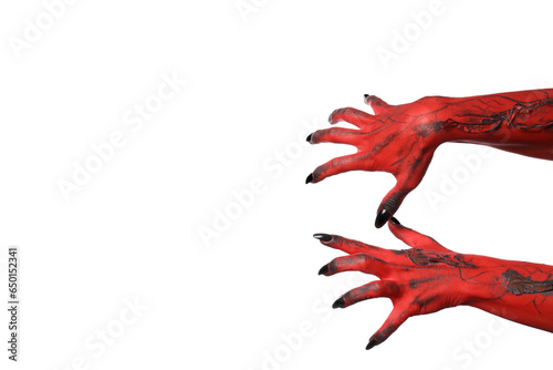PNG, Red female hands with black nails, isolated on white background