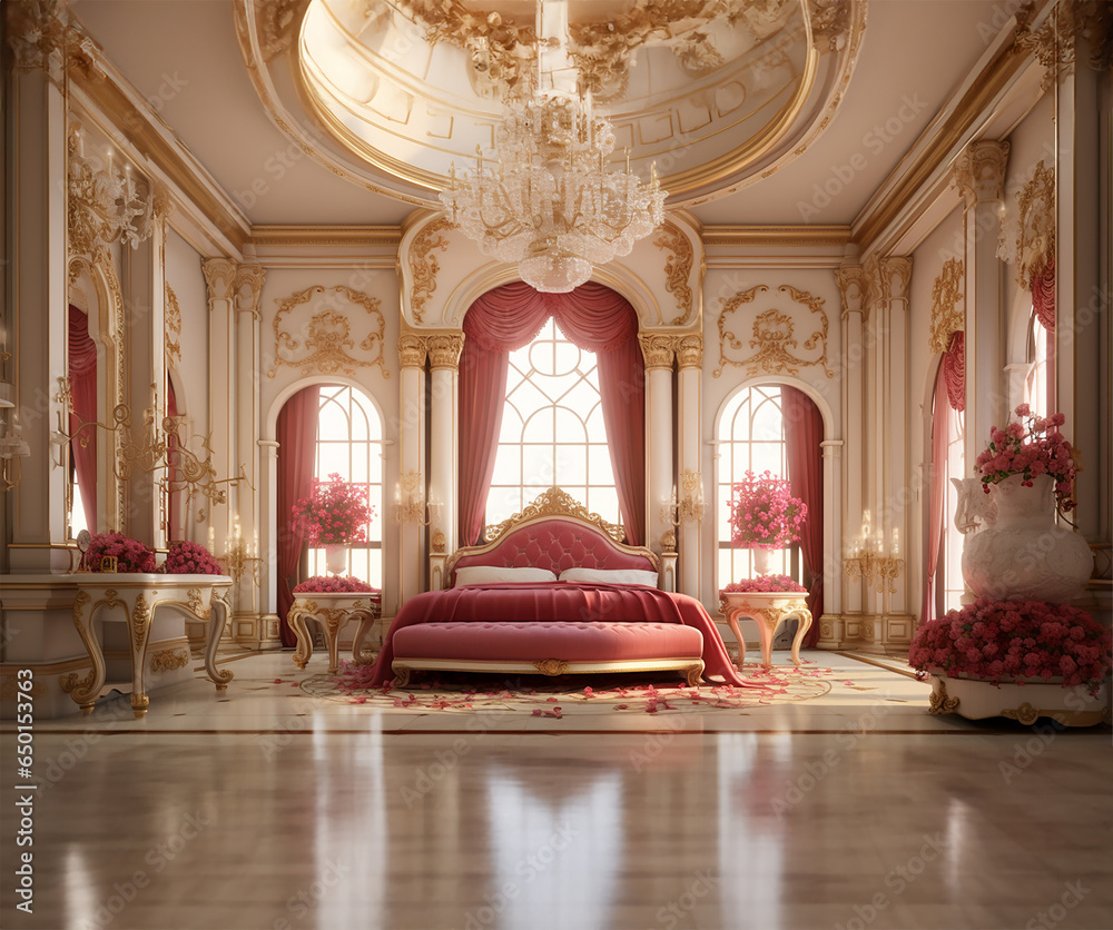 princess bedroom in a royal house complete with luxurious furnishings