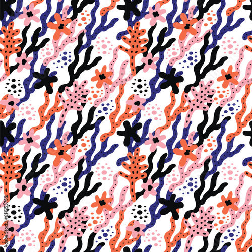 Summer floral pattern. Can be printed on any material: package, merch, fabric, home.