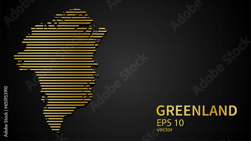  Vector gold map of Greenland, futuristic modern website background or cover page .