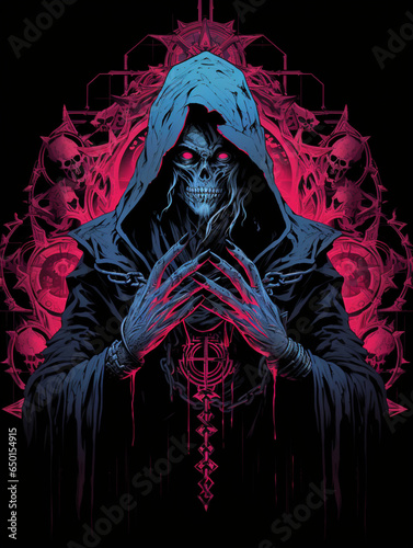 necromancer invoking t shirt design for print design