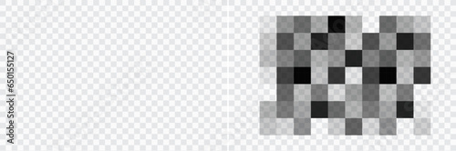 Censor pixel mosaic bar, simple gray blur censure frame on transparent background