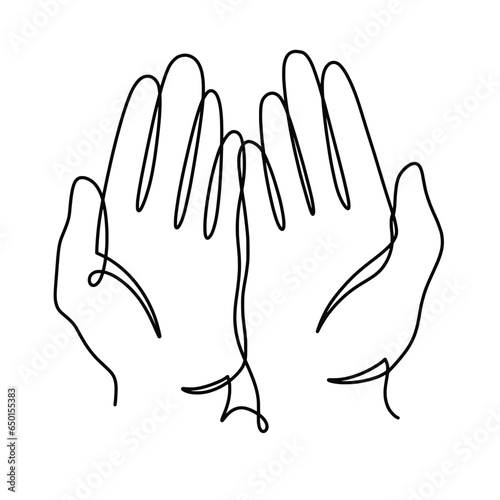 Vector continuous one line praying hands illustration
