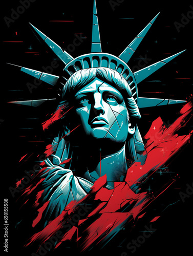 Statue of Liberty illustration t shirt design for print design