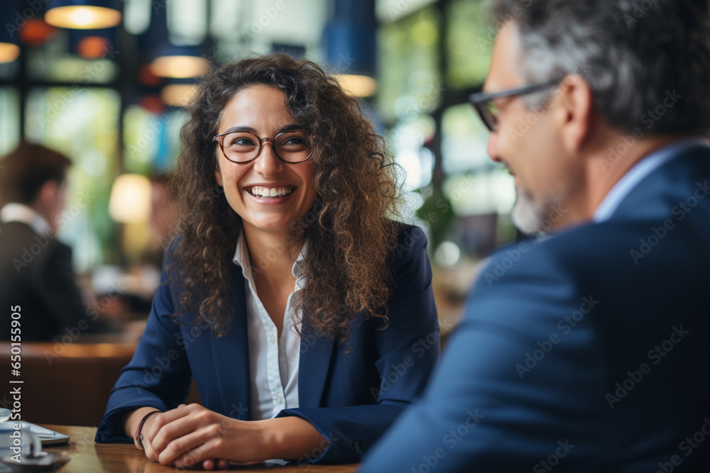 A candid moment of the presenter making eye contact with a colleague, seeking their input and engagement during an interactive business meeting A candid moment of the presenter making eye contact with a colleague, seeking their input and engagement during an interactive business meeting
