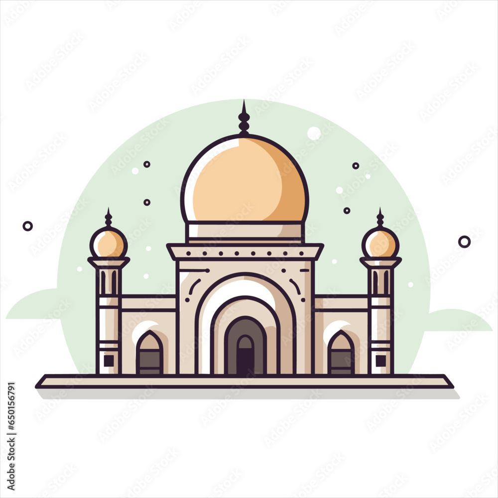 Simple flat design mosque ramadhan concept